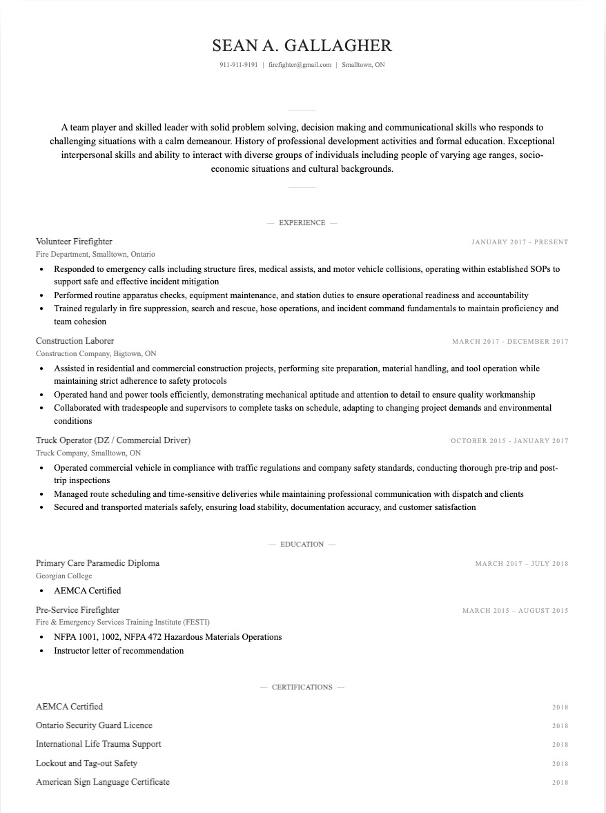 almanac resume template