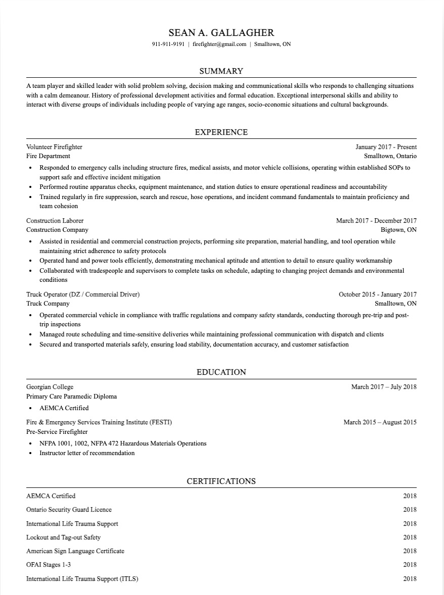 baseline resume template