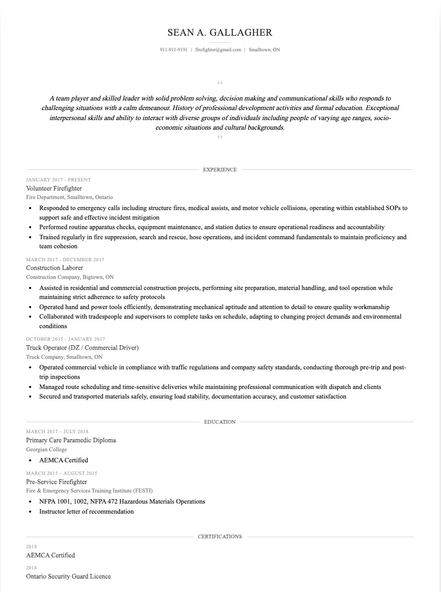folio resume template