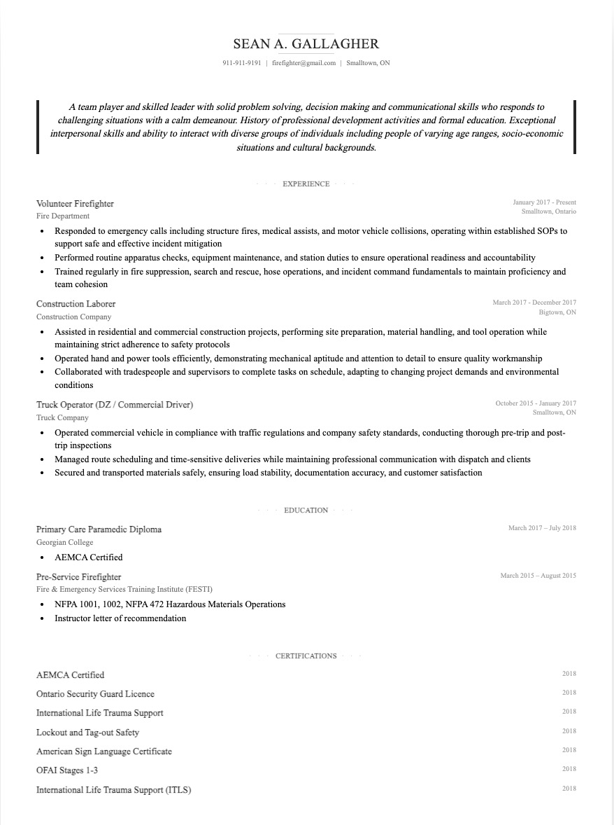 garland resume template
