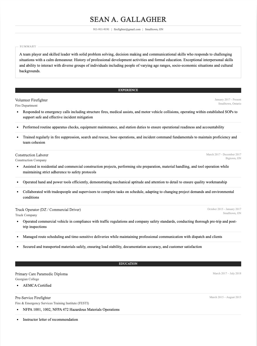 ledger resume template